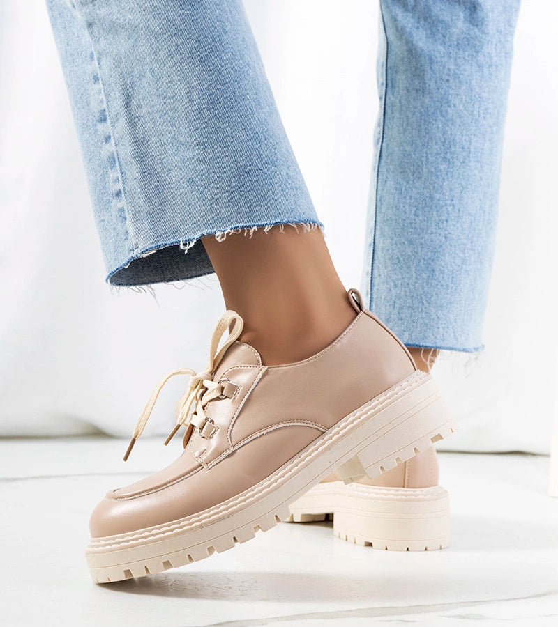 3-Béžové dámské polobotky Labour-3