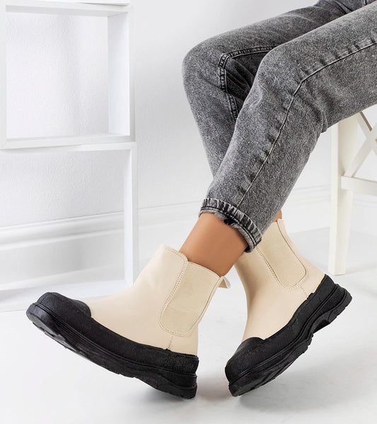 1-Béžové pantofle Loree z ekokůže-1