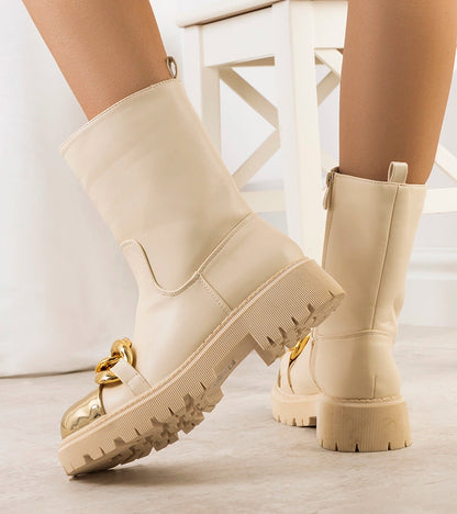 2-Béžová boty s řetězem Morro-2