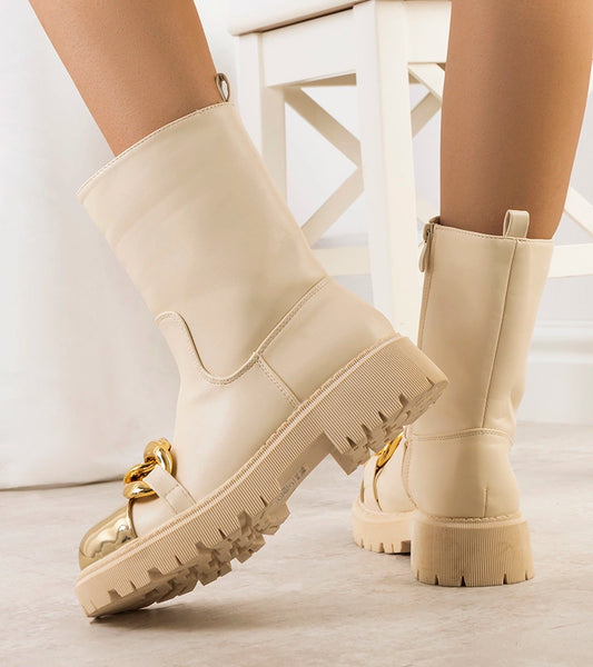 2-Béžová boty s řetězem Morro-2