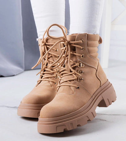 1-Béžová boty na pevné podrážce Lyric-1