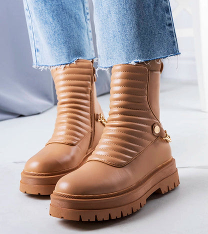 2-Béžový izolovaný boty s řetězem Pareda-2