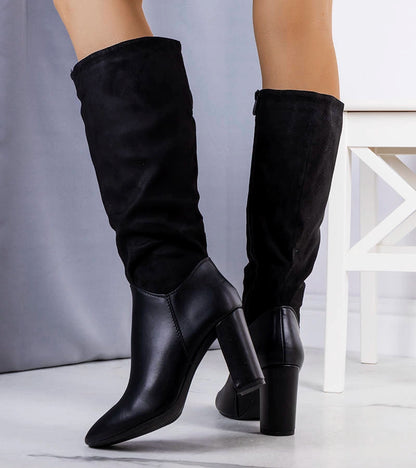 3-Černé zateplené boty s jehlovým podpatkem Delfor-3