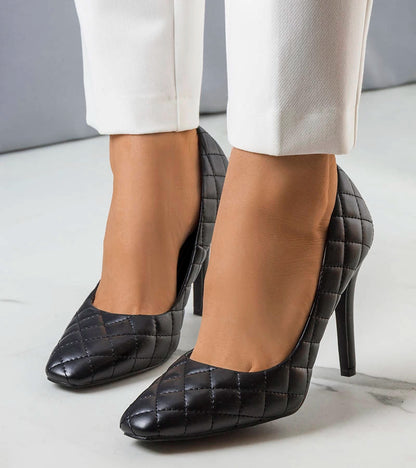 1-Černé prošívané jehlové podpatky Nadelia-1