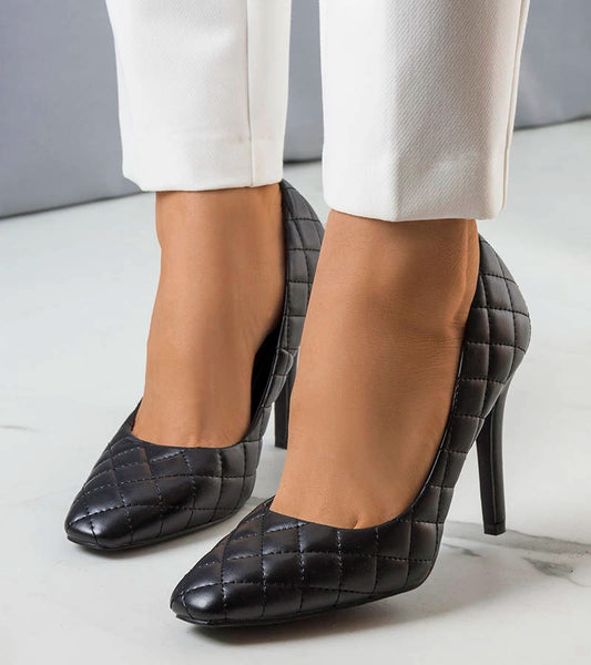 1-Černé prošívané jehlové podpatky Nadelia-1