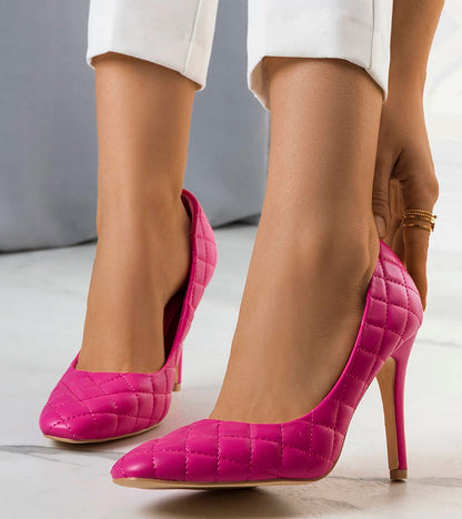 2-Růžové prošívané jehlové podpatky Nadelia-2