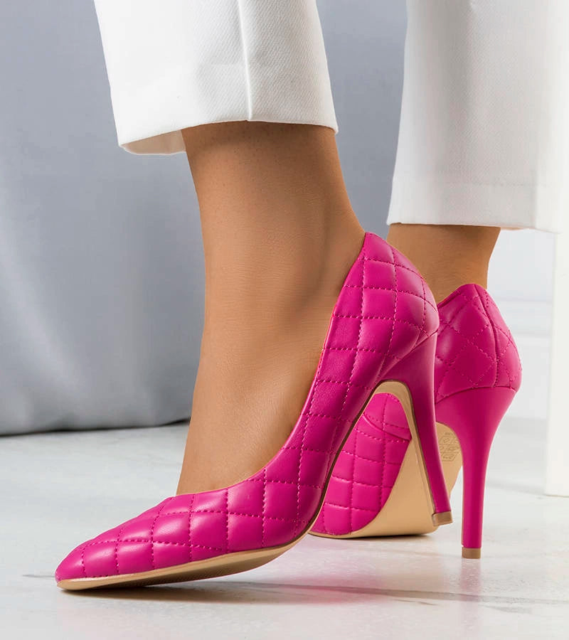 3-Růžové prošívané jehlové podpatky Nadelia-3