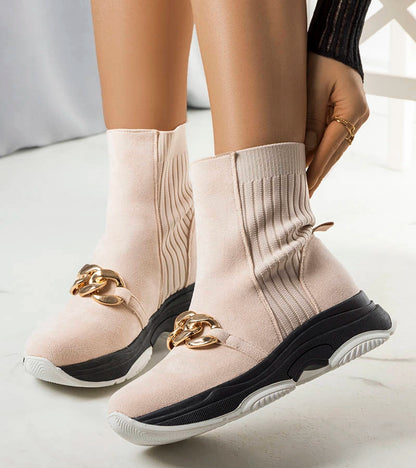 1-Béžový izolovaný boty s řetízkem Ulster-1