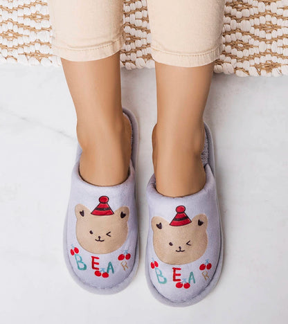 2-Šedé měkké pantofle Bear-2