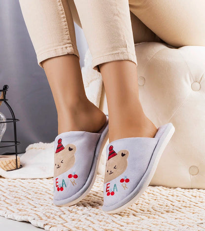 3-Šedé měkké pantofle Bear-3