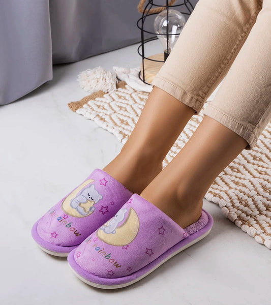 1-Fialové měkké pantofle Duhový měsíc-1
