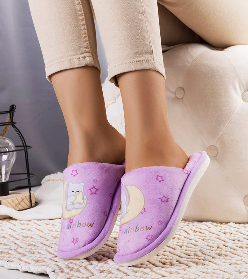 3-Fialové měkké pantofle Duhový měsíc-3