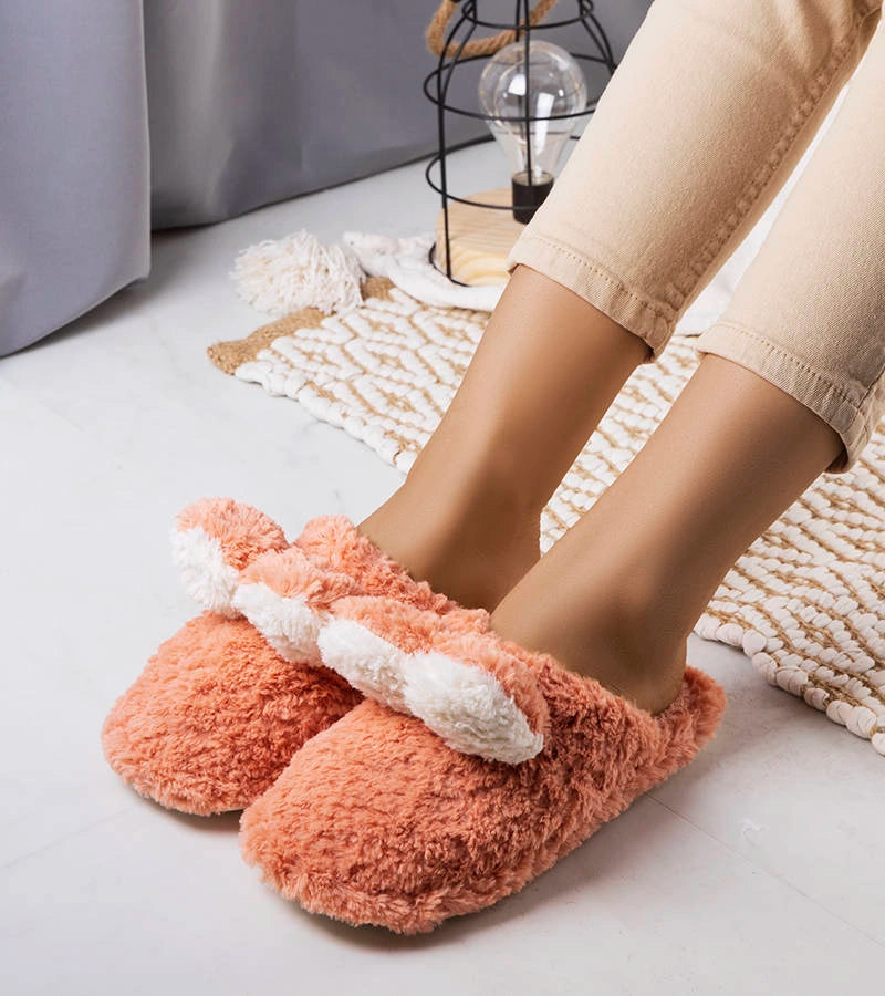 1-Tmavě růžové měkké pantofle Rabit-1