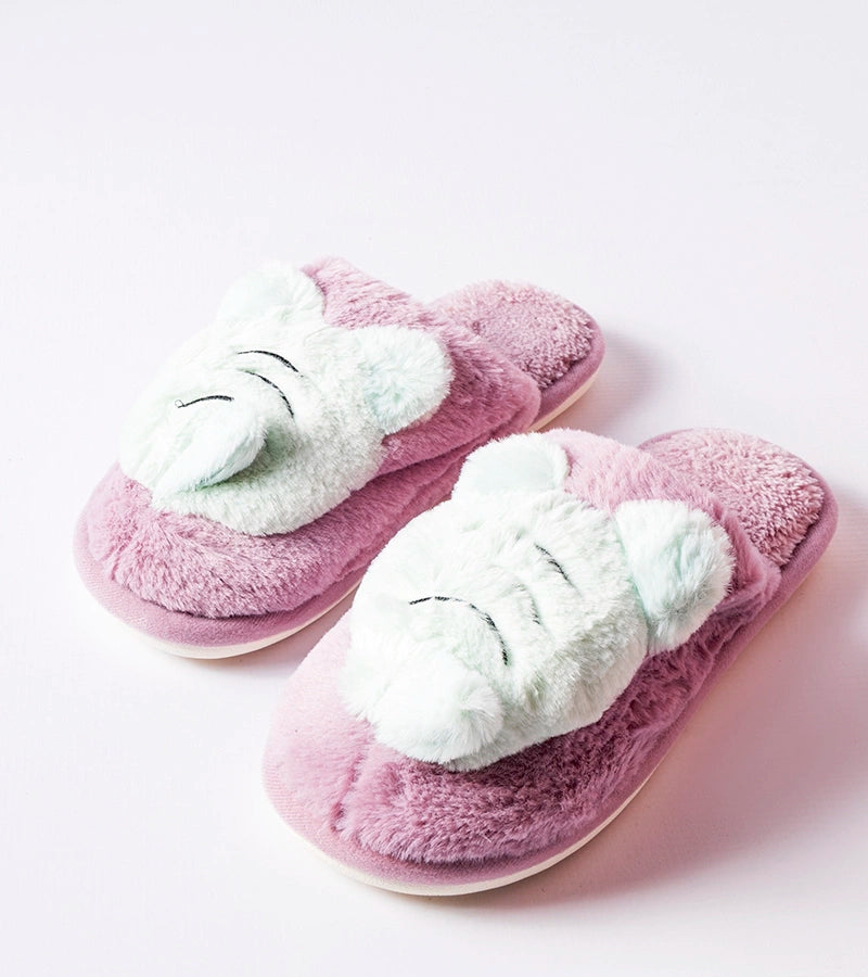 3-Fialové a zelené měkké pantofle Bee-3