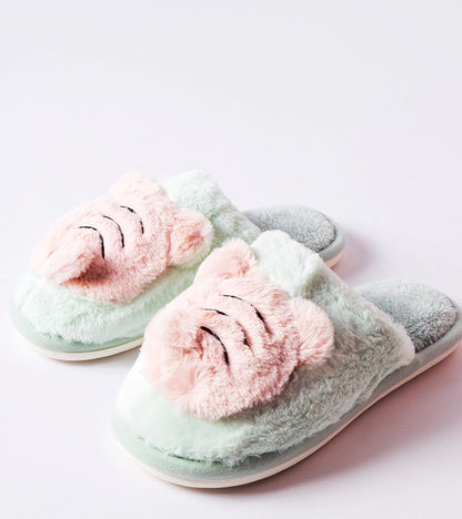 3-Zelené a růžové měkké pantofle Bee-3