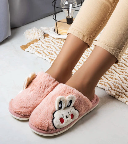 1-Světle růžové měkké pantofle Half Bunny-1