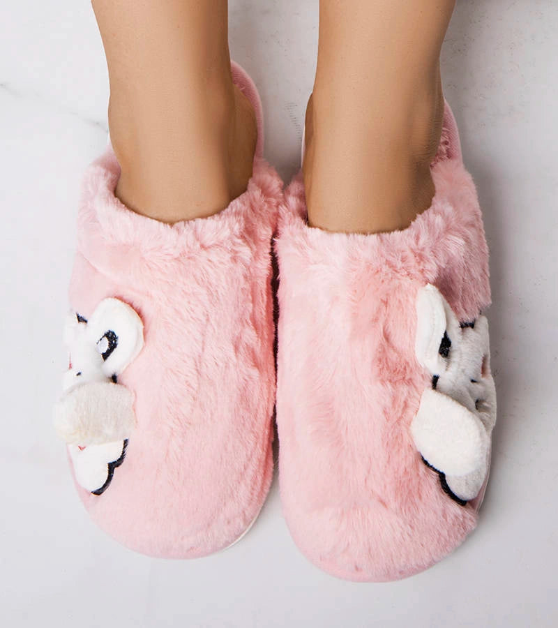 2-Růžové měkké pantofle Half Bunny-2