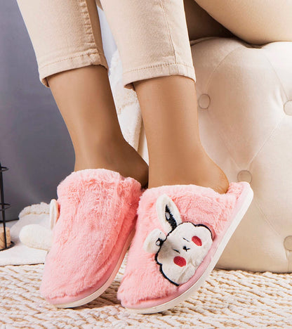 3-Růžové měkké pantofle Half Bunny-3