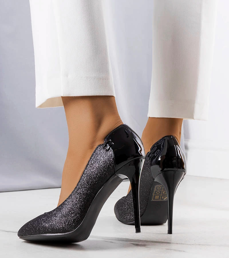 3-Černé třpytivé lodičky Naina-3