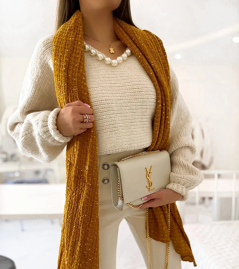 1-Žlutá puntíkovaná šála Khalil-1