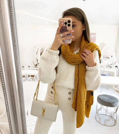 4-Žlutá puntíkovaná šála Khalil-4