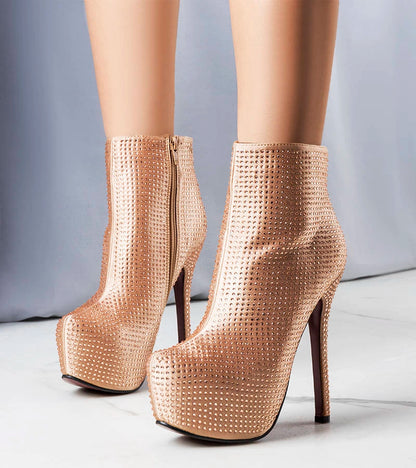 1-Zlaté vysoké jehlové podpatky boty Tatiana-1