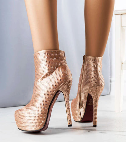 3-Zlaté vysoké jehlové podpatky boty Tatiana-3