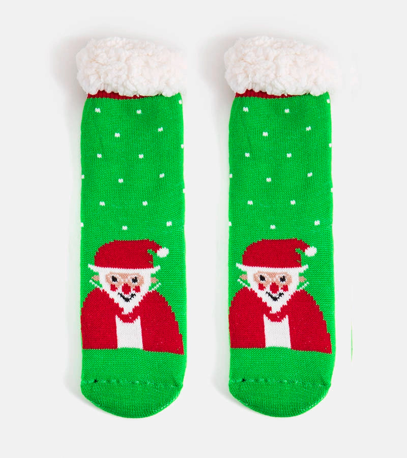 1-Zelené zateplené ponožky se Santa Challou-1