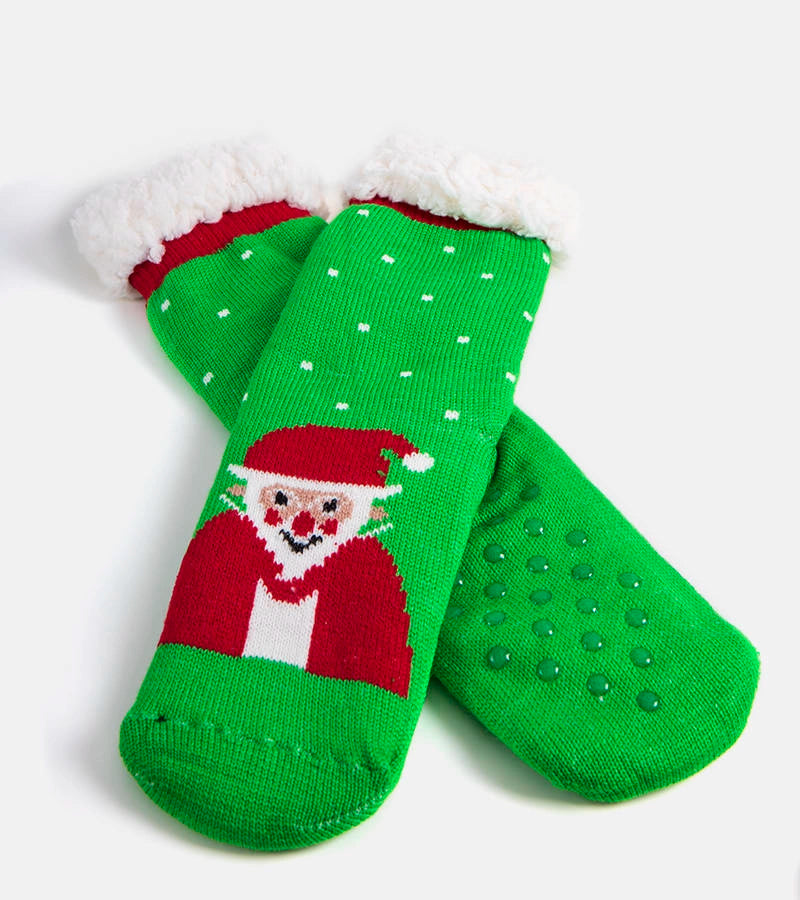 2-Zelené zateplené ponožky se Santa Challou-2