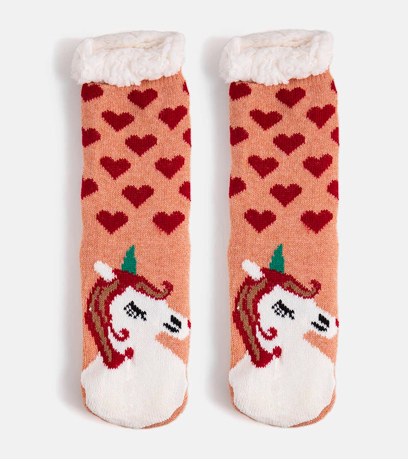 1-Béžové ponožky s ovčí kůží Lotis-1