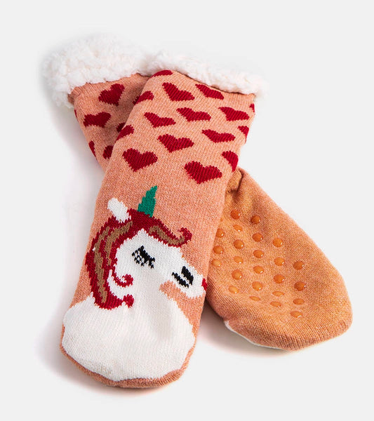 2-Béžové ponožky s ovčí kůží Lotis-2