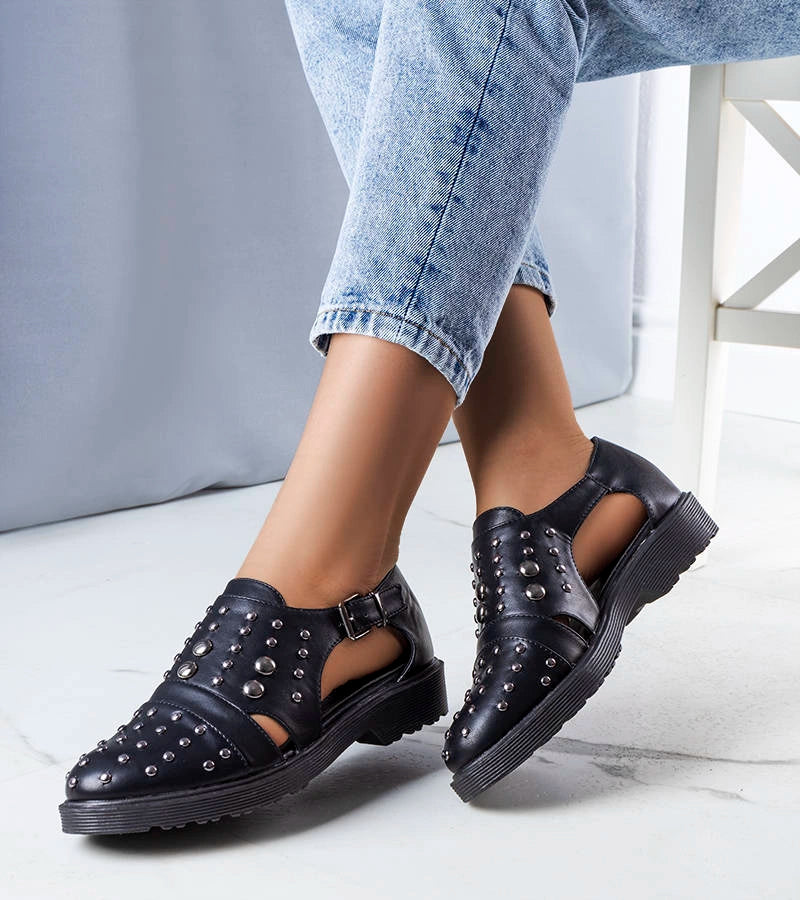 6-Černé polobotky s výřezy Eleana-6