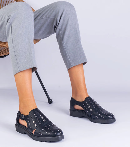 4-Černé polobotky s výřezy Eleana-4