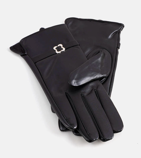 2-Černé zateplené rukavice s přezkou Clouti-2