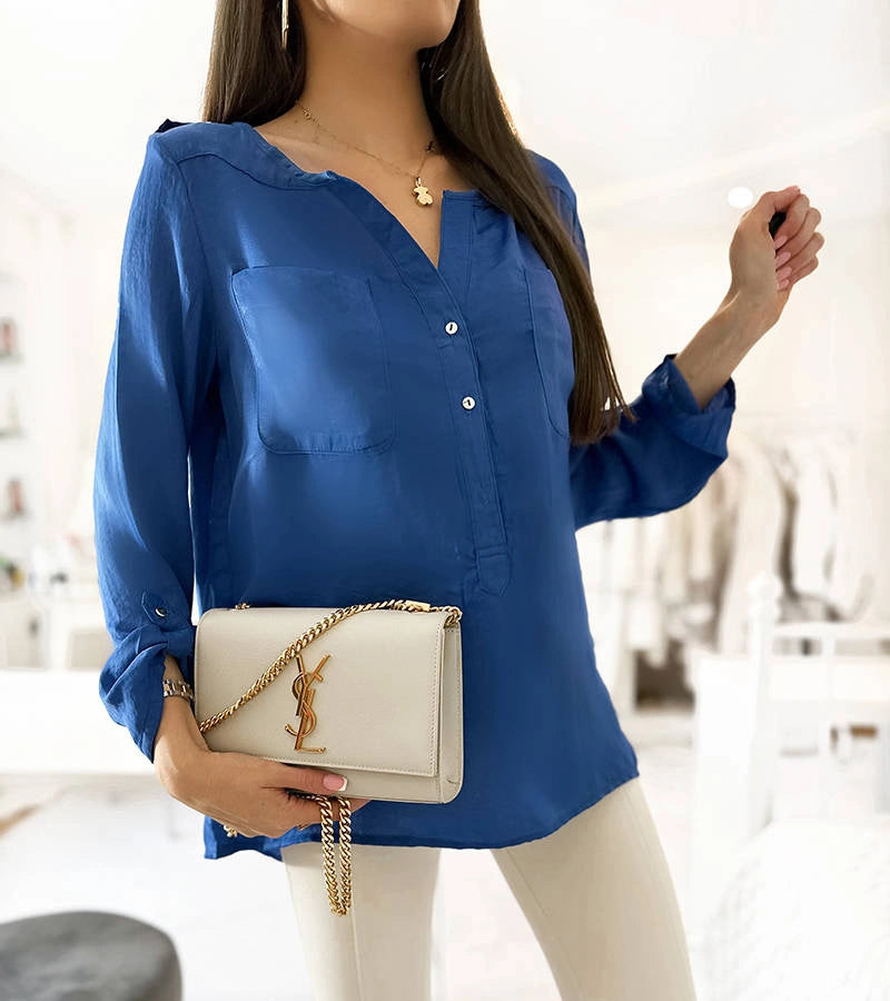 2-Modrá halenka volného střihu značky Clairs-2