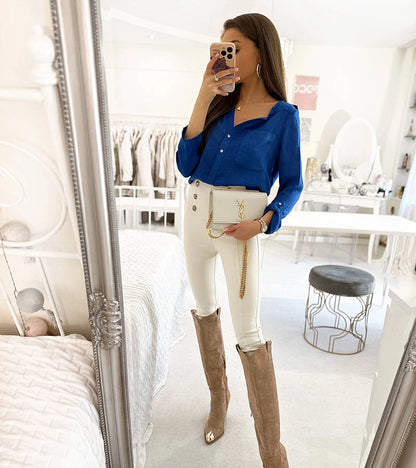 6-Modrá halenka volného střihu značky Clairs-6