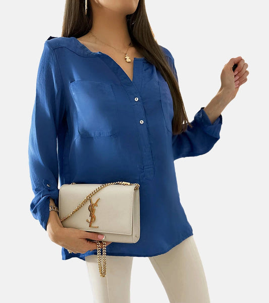 7-Modrá halenka volného střihu značky Clairs-7