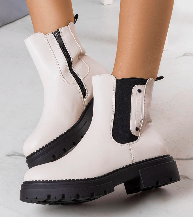 2-Krémové zateplené boty Caron-2