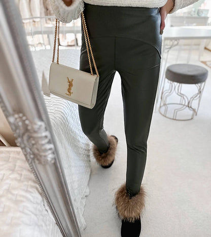 1-Voskované matné legíny Ronin green-1