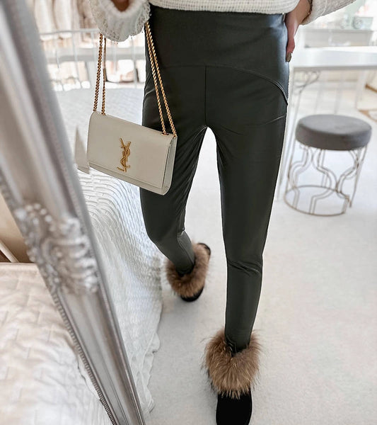 1-Voskované matné legíny Ronin green-1