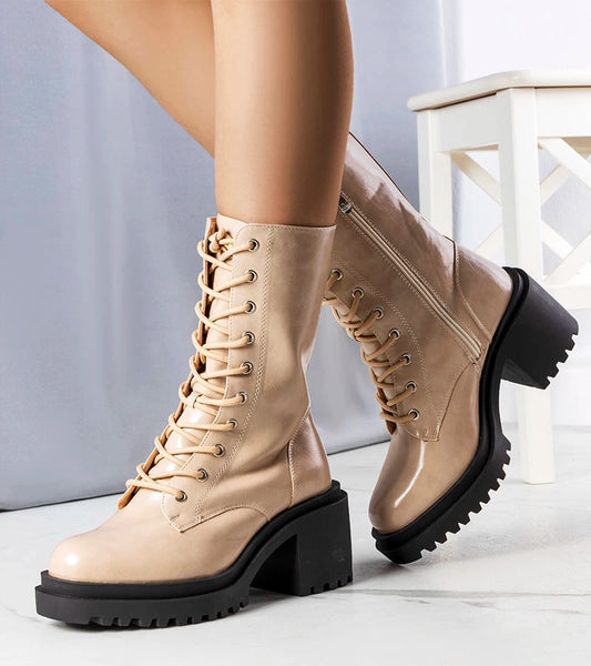 1-Verno béžové zateplené boty na podpatku-1