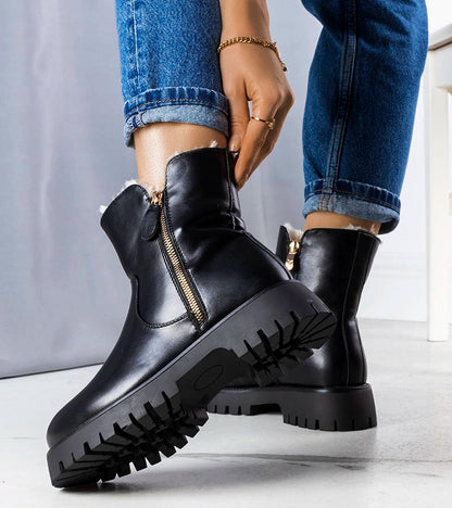 3-Černé zateplené boty s kožešinou Teris-3