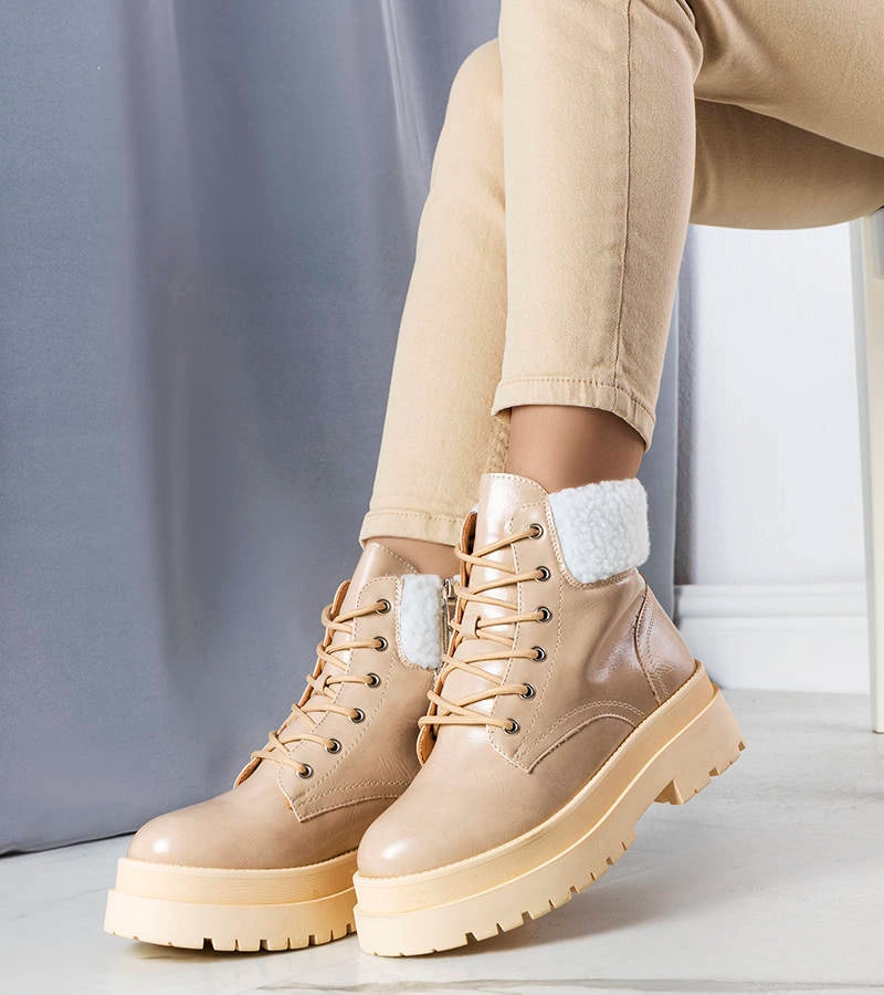 2-Béžové zateplené boty z ovčí kůže Bryas-2