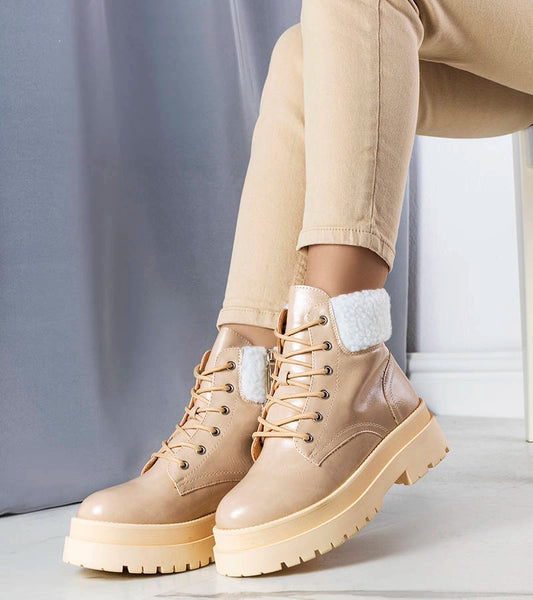 2-Béžové zateplené boty z ovčí kůže Bryas-2