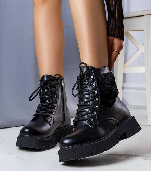 1-Černé zateplené boty s umělou kožešinou Dixie-1