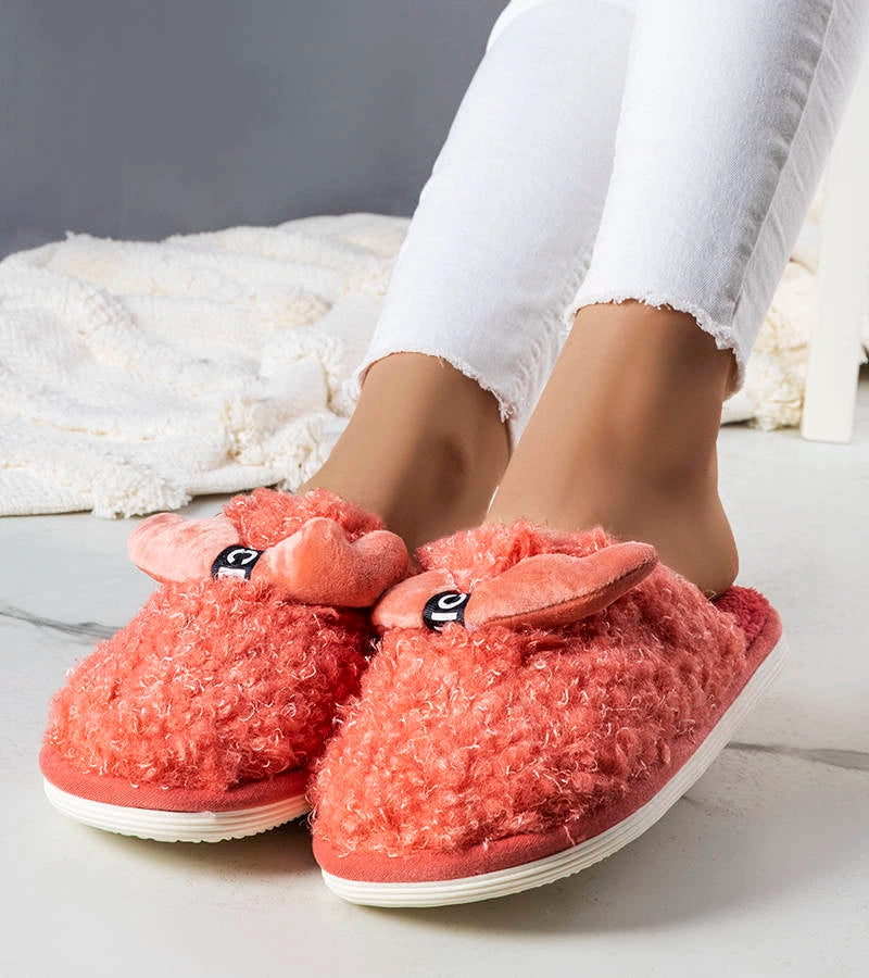 1-Tmavě růžové pantofle z umělé kožešiny Rosny-1