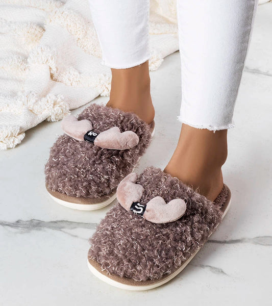 1-Hnědé pantofle s kožešinou Rosny-1