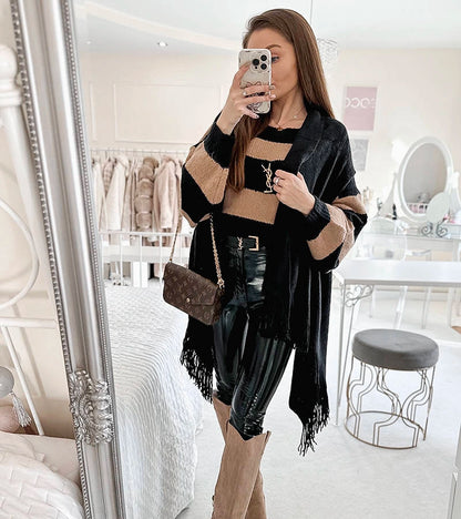 5-Béžový přehoz s třásněmi June-5