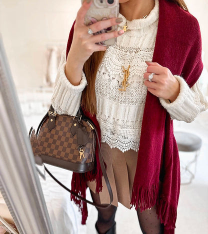 6-Béžový přehoz s třásněmi June-6