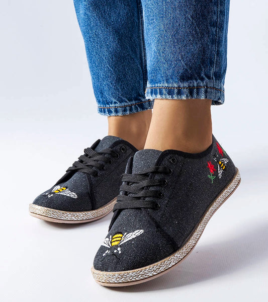 1-Černé třpytivé espadrilky Malia-1